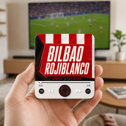 Aimant sonore football Bilbao Rojiblanco — dans la main