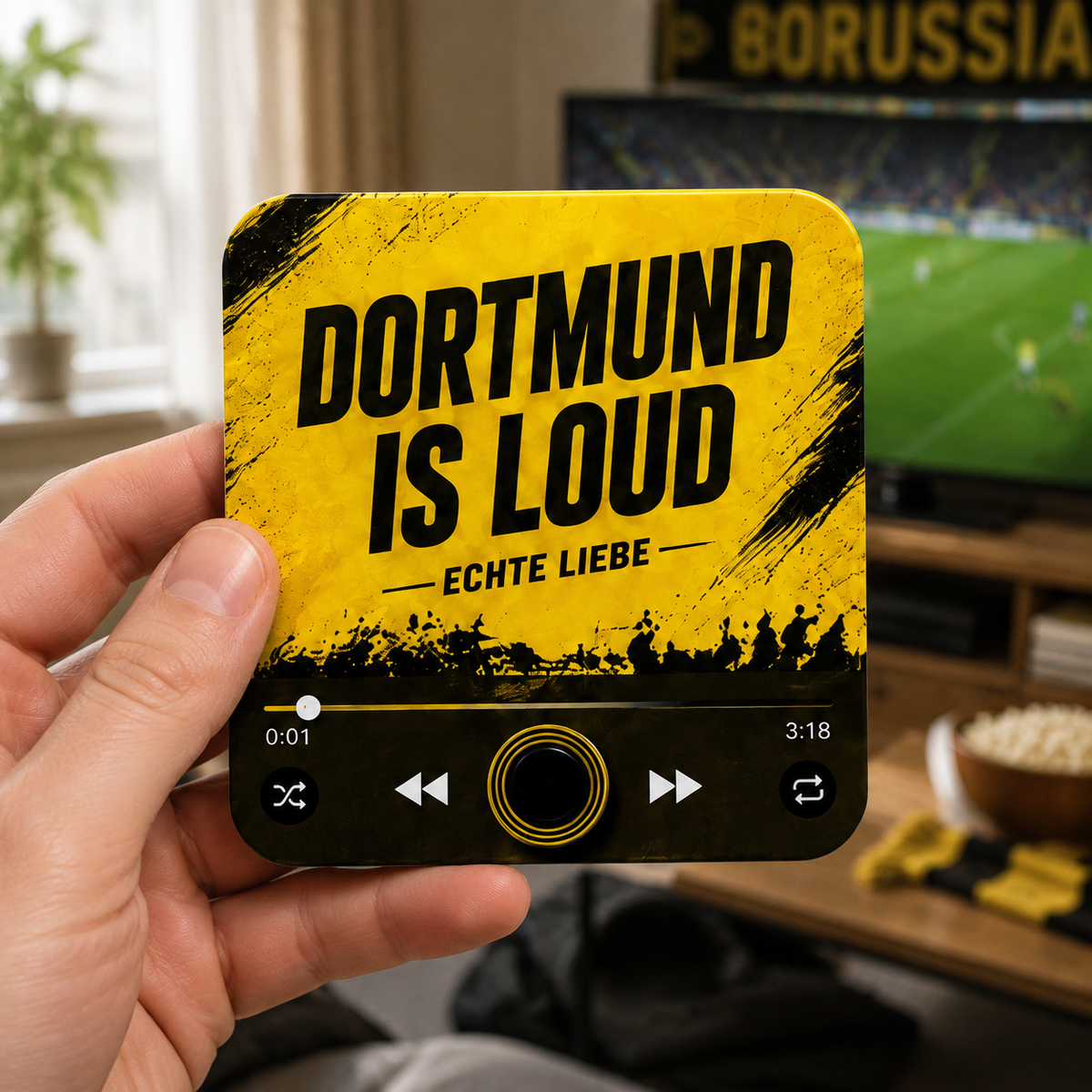Dortmund sound magnet held in hand
