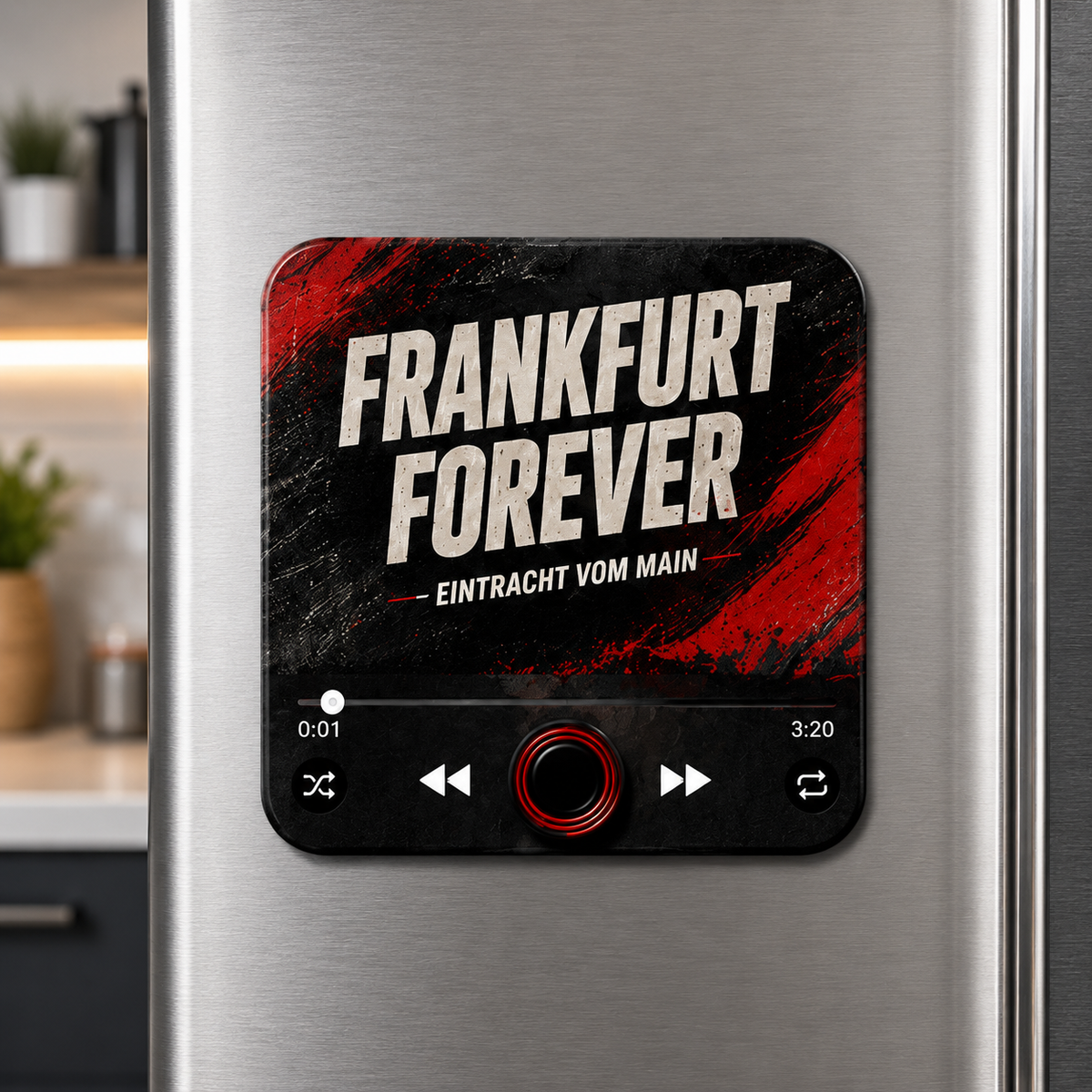 Frankfurt sound magnet on refrigerator