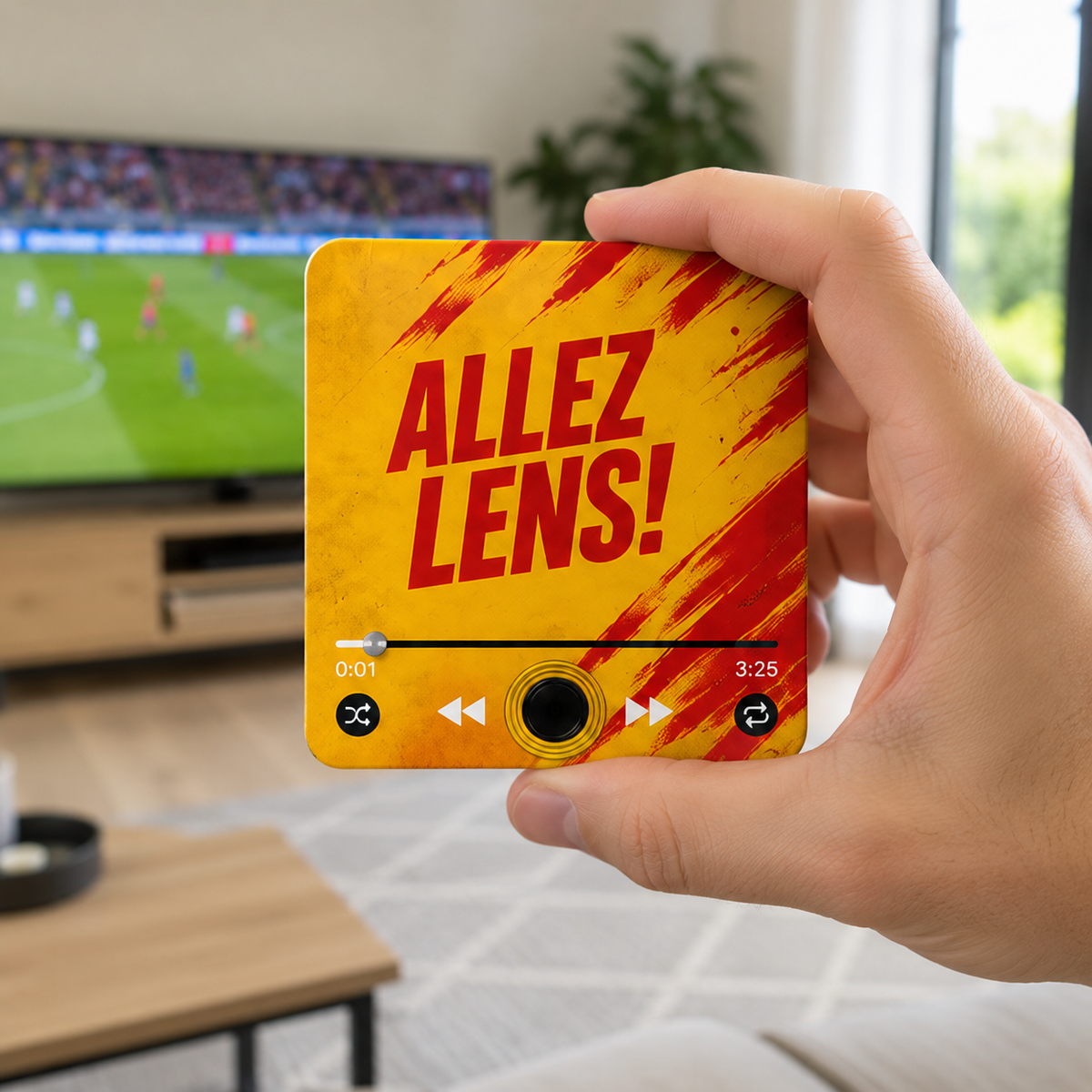 Lens sound magnet held in hand