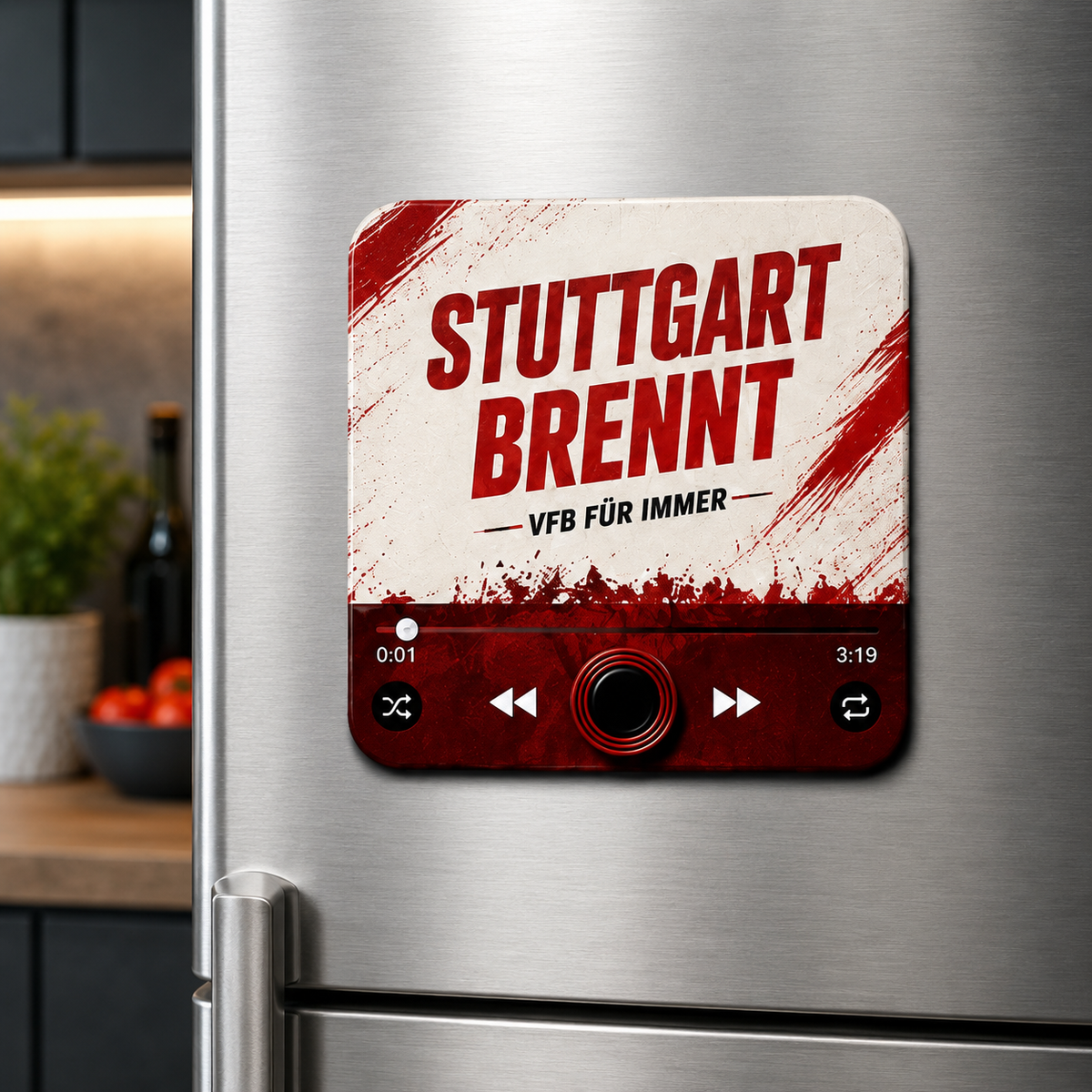 Stuttgart sound magnet on refrigerator