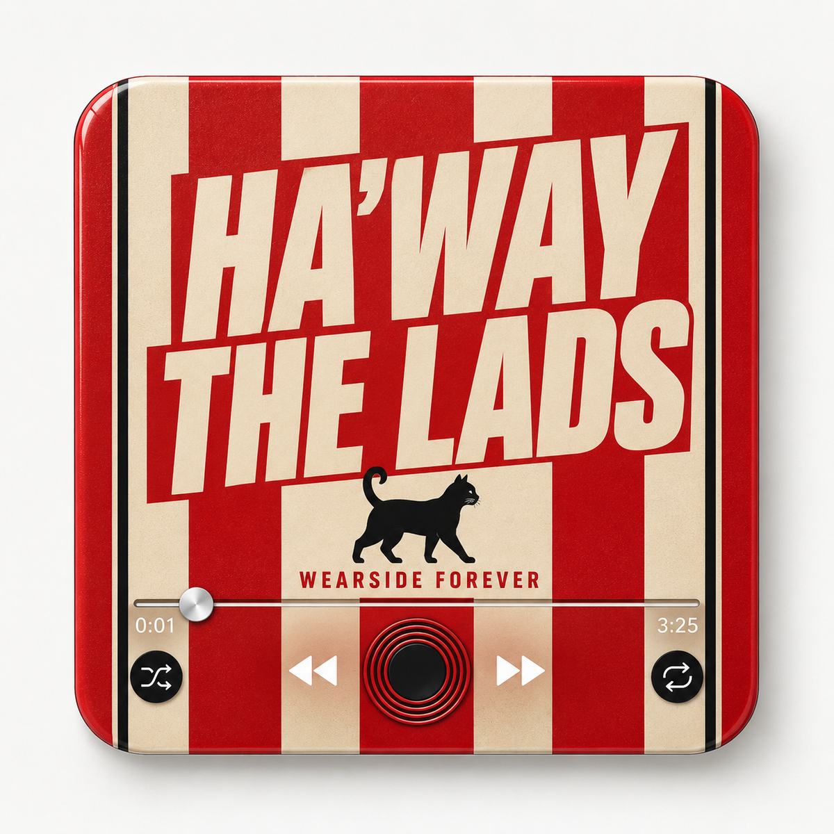 Wearside red and white football sound magnet